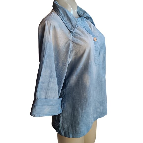 Women's Small Medium S/M Vintage Hippy Boho Blouse 1970's Tie-Dye 3/4 Sleeve - Picture 2 of 7